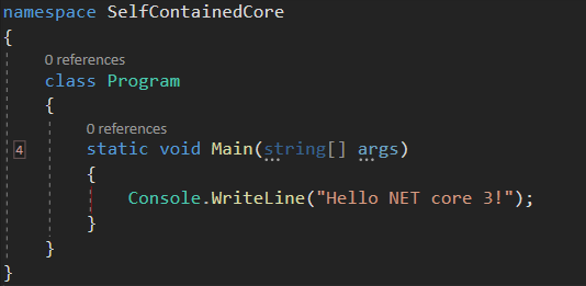 How to create a self contained netcore 3 console application